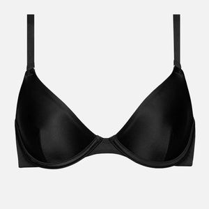 The Plunge Black Shine Bra